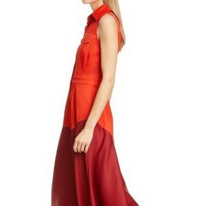 Brandon Maxwell Colorblock Wool Blend Gazar Shirtdress